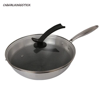 

Old Fashioned Single Ear Portable Pot Bottom With Lid Steel Wok Honeycomb Suspension Wok Non Stick Wok Stainless Steel Wok Woks