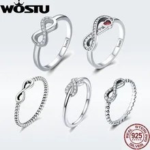 WOSTU Лидер продаж 925 пробы Серебряное Бесконечное Кольцо для женщин и девушек S925 Кольца на палец серебряные ювелирные изделия свадебный подарок DXR332