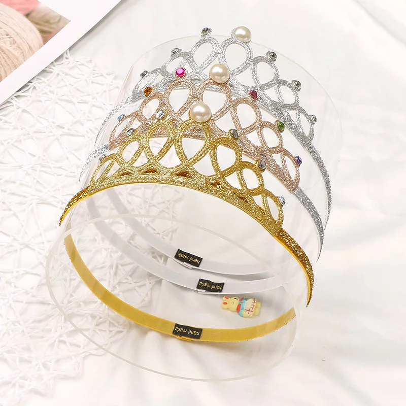 car baby accessories Child Rhinestones Princess Headband Elastic Hair Crown Tiara Cosplay Accessories Hair Band Accessory Party Gift Hair Jewelr 2021 baby headband