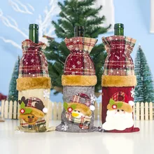 1 шт. крышка бутылки вина мультфильм Льняная сумка для шампанского Снежинка Санта Клаус рождественские украшения для домашний декор для стола Новинка