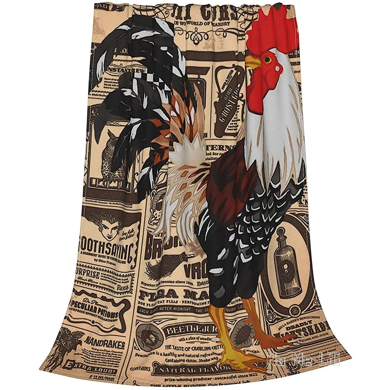 

Ностальгическое мягкое теплое легкое фланелевое одеяло от Ho Me Lili для газет, петуха, подходит для дивана, кровати, подходит для всех сезонов