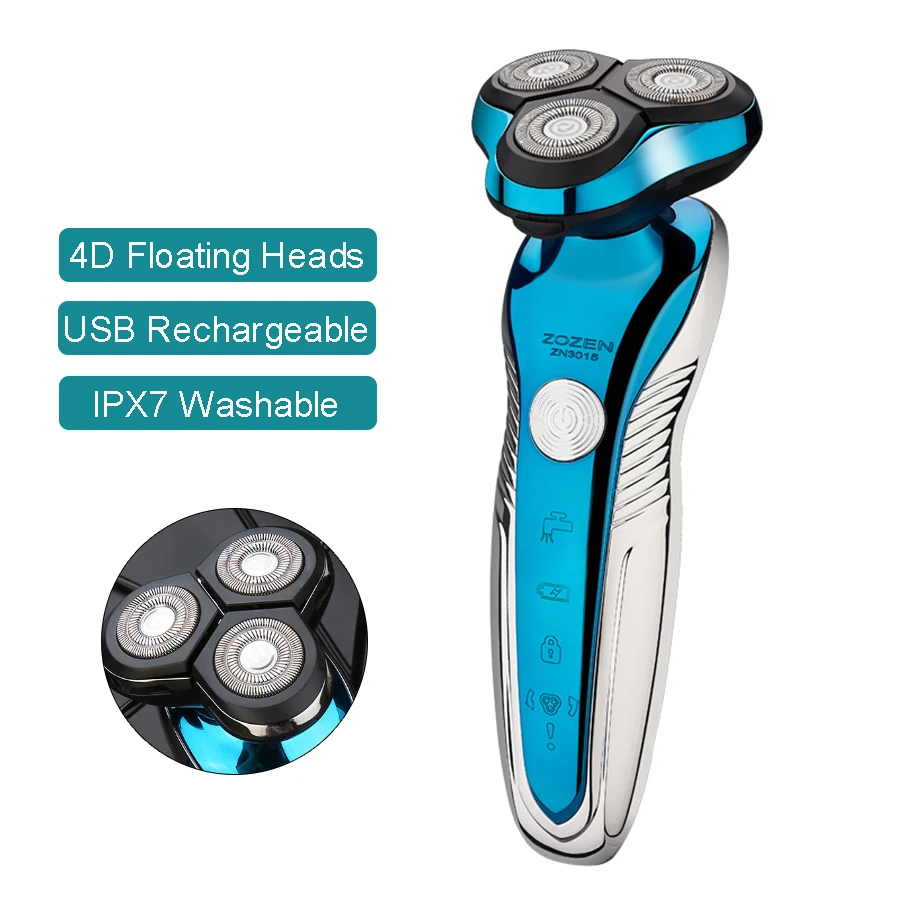 

Professional Electric Shaver Razor for Men 4D Floating Heads Beard Hair Trimmer USB Rechargeable Shaving Waterproof Machine