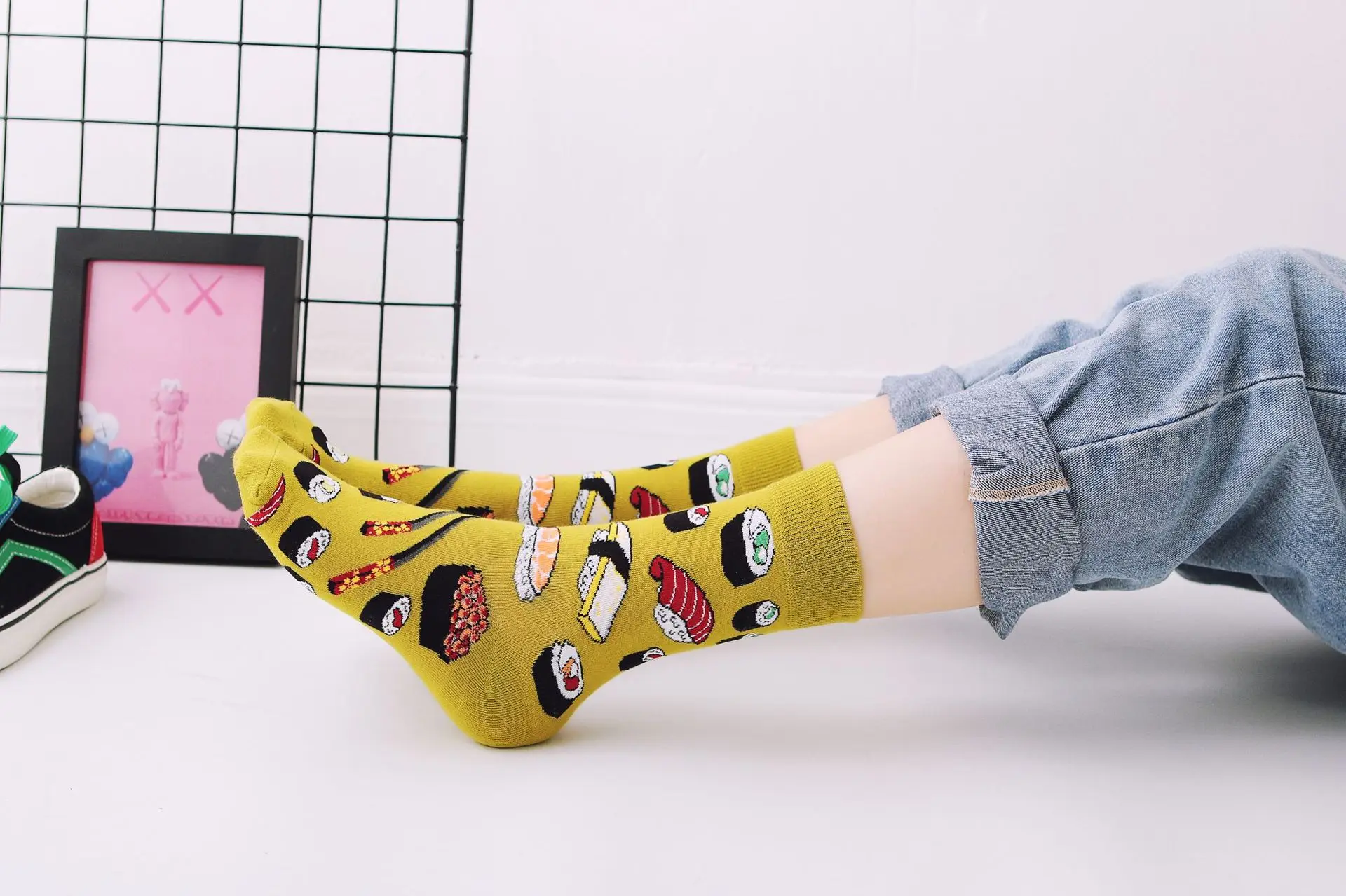 Fashion personality funny long socks ladies casual warm long cotton happy pop hip hop style street tide avocado egg couple socks