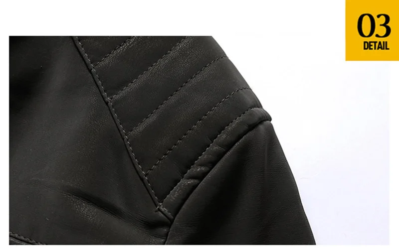 KIOVNO Men Winter Pu Leather Jacket Coats Fleece Lined Motorcycle Embroidery Jackets Outwear For Male Size M-3XL Windbreak  (15)