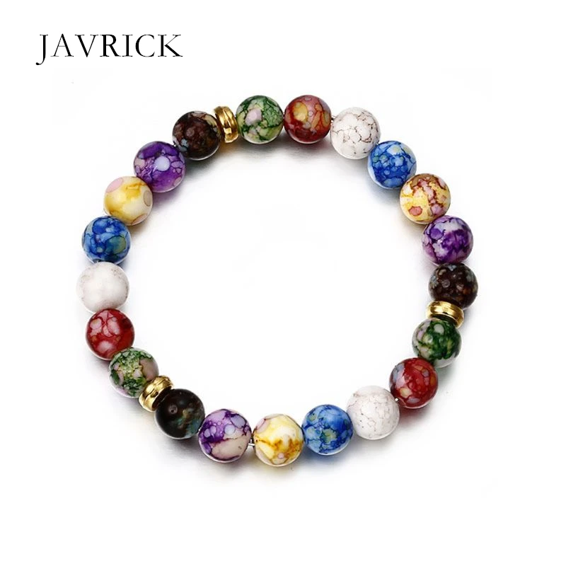 Colorful Beads Rainbow Healing Crystal Chakra Yoga Hologram Bracelets Women Men Unisex Jewelry Bracelet Gift | Украшения и