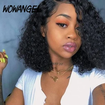 

Wowangel Jerry Curly Bob Wig 4*4 Lace Closure Human Hair Wigs Brazilian Remy Hair Kinky Curly Bob Wigs Water Wave Wig Short Hair