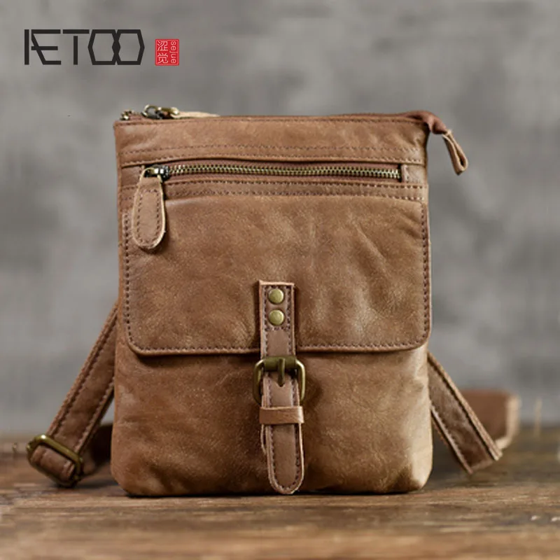 

BJYL The first layer of leather casual shoulder bag trend American nostalgic carry-on bag frosted leather locomotive male