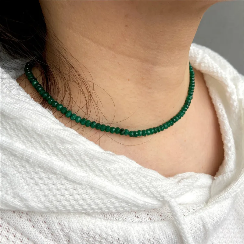 Simple Faceted Gem Beads Necklaces for Women Natural Stone Chokers Crystal Chain Handmade Yoga Jewelry Female fashion necklace,choker necklace