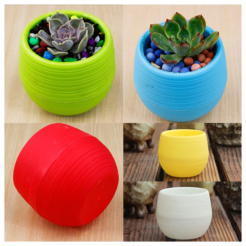 

Hot Sale 5pcs Round Plastic Plant Flower Succulents Pot Vase Container Boxes Garden Decor