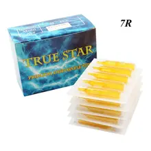 100 шт 7R одноразовые наконечники татуировки пластиковые стерилизованные иглы сопла наконечники желтые круглые/плоские наконечники ассорти для татуировок аксессуары