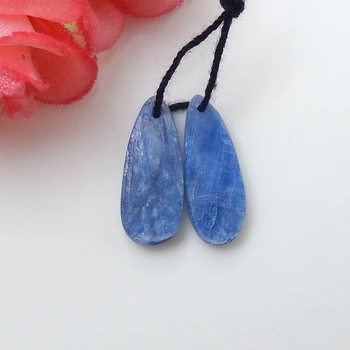 

Natural Gemstone Handmade Blue Kyanite Teardrop Earrings Beads,20x9x4mm,2.9g