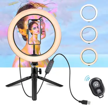 10,2-palčni obročast luč s stojalom - obroček za samoportrete z LED kamero Rovtop za stojalo iPhone in držalo za telefon za video in fotografijo