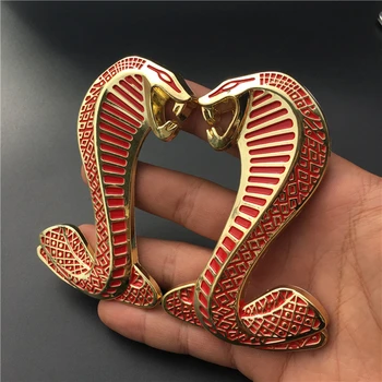 

3D Metal Snake Cobra Logo Stickers Emblem Car Side Fender Trunk Badge For Ford Mustang GT Focus 2 3 Fiesta Ranger Fusion Mk2