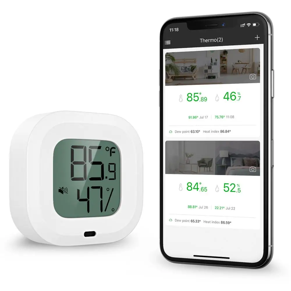 ORIA беспроводной термометр гигрометр Мини Bluetooth 5 0 Датчик влажности оповещение Встроенный магнит для