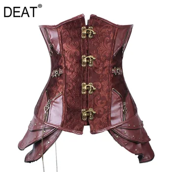 

[DEAT] 2020 New Spring Summer Hit Color Print Sexy Court Style Corset Women Fashion Corset Leather High Quality Tide PE024