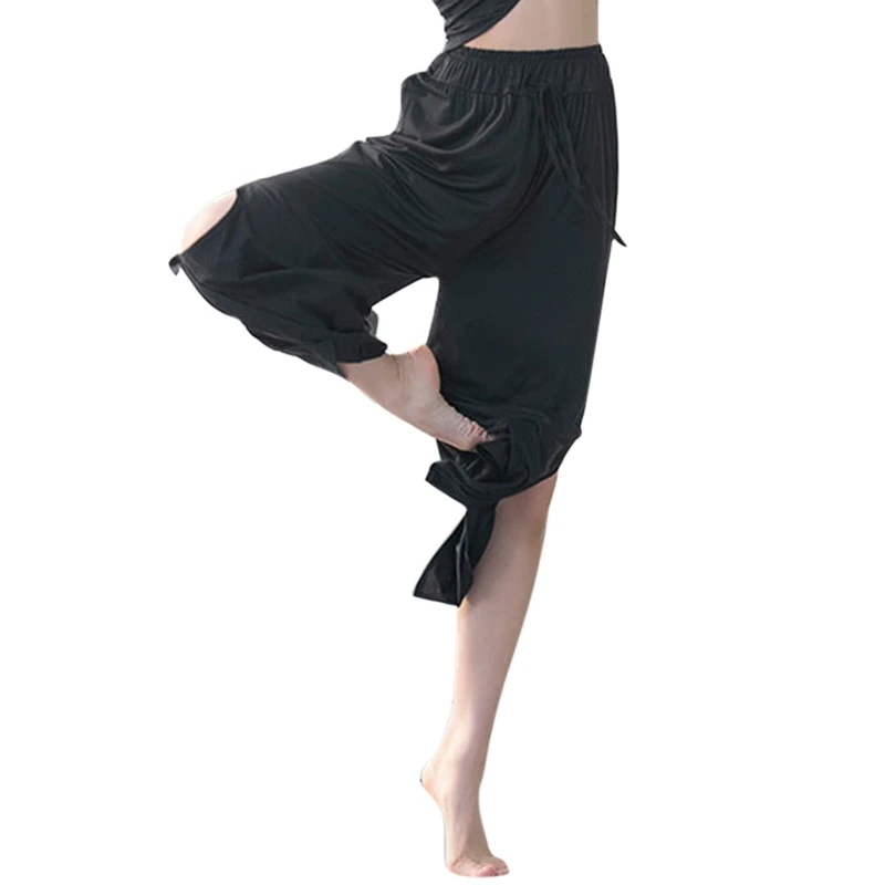 Балетные танцевальные брюки Для женщин свободные длинные брюки практические занятия танцами одежда брюки с широкими штанинами для индийского беллиданса, Йога штаны для высокого класса