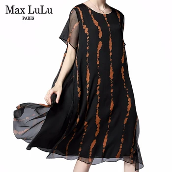 

Max LuLu New 2020 European Fashion Style Summer Ladies Chiffon Dresses Women Vintage Elegant Dress Printed Streetwear Plus Zize