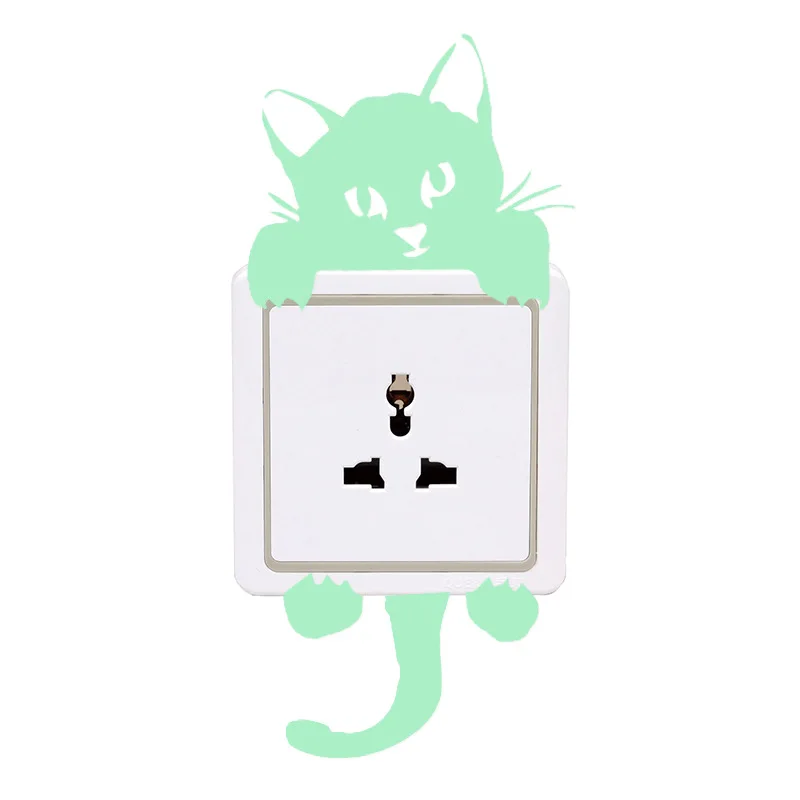 OY326 Carved Night Light Switch Stickers Cute Cat Bedroom Living Room Power Supply Socket Decorative Sticker Foreign Trade Wall