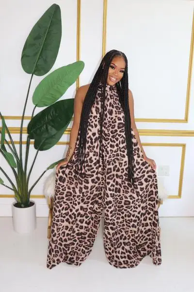 ChocoMist Jumpsuits Sexy Leopard Backless Design Jumpsuit VK2006