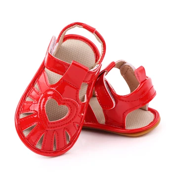 

Summer Baby Infant Girls Breathable Anti-Slip PU Leather Shoes Baotou Cutout Heart Sandals Toddler Soft Soled Shose
