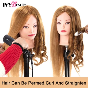

Mannequin Head With Human Hair 80% Straight Professional Bride Hairdressing Training Head With Stand Cosmetology Doll Head
