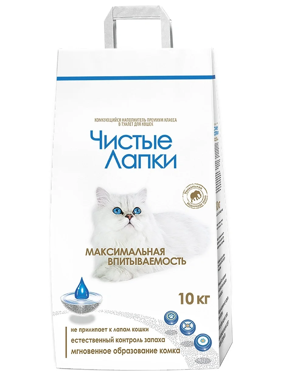 Чистые лапки Clean paws комкующийся наполнитель для кошек 10 кг | Дом и сад