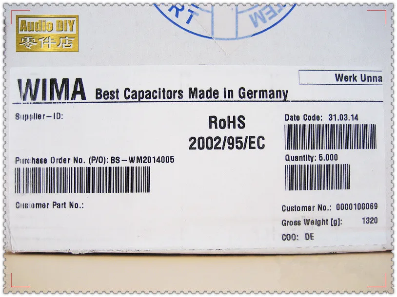 5pcs/50pcs 0.1uF 100V MKS2 Series 100nF 104 WIMA Red Film Capacitor Original