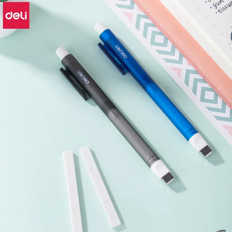 Deli press mechanical eraser 10pcs creative pen shape eraser for office