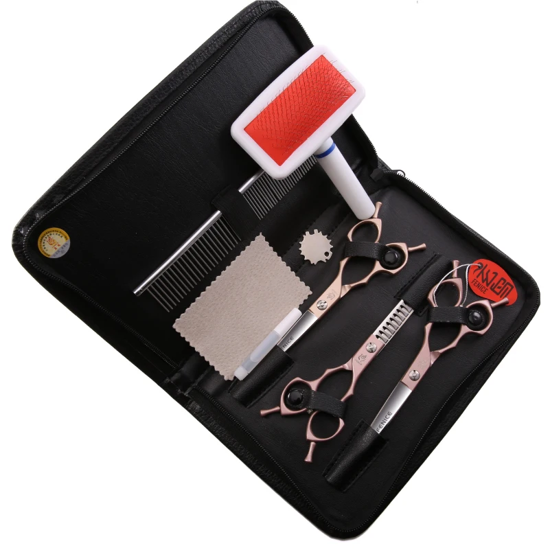 Fenice-Professional-Japan-Colorful-440c-6-5-inch-Pet-Dog-Grooming-Scissors-Set-Cutter-Thinner-Chunker (4)