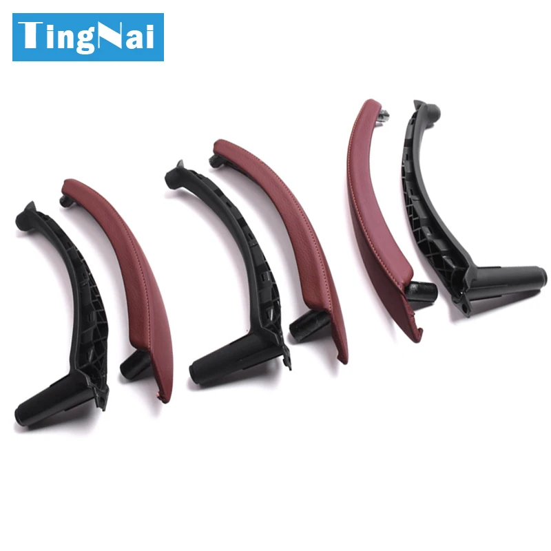 

RHD Right Hand Driver Cars Interior Door Pull Handle Real Leather cover Set For BMW X5 X6 E70 E71