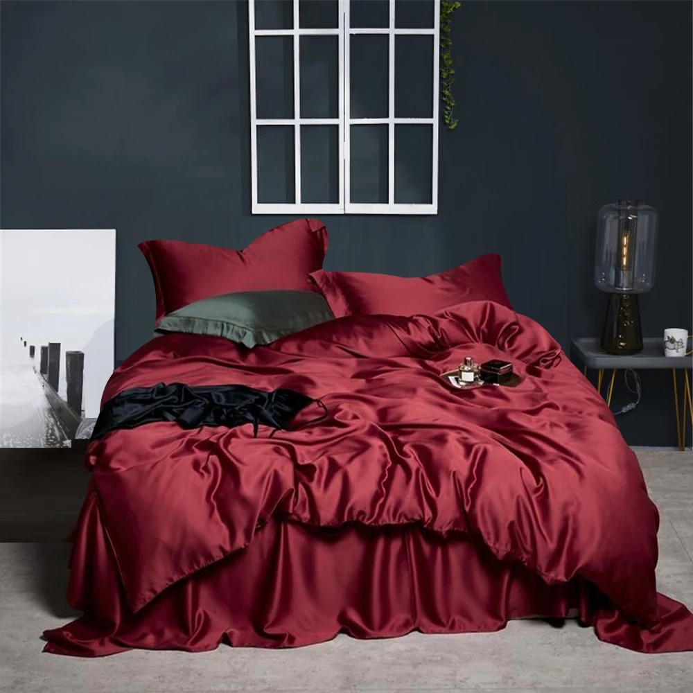 J Silk Luxury Women 100 Silk Red Bedding Set 6a Grade Silk Duvet Cover