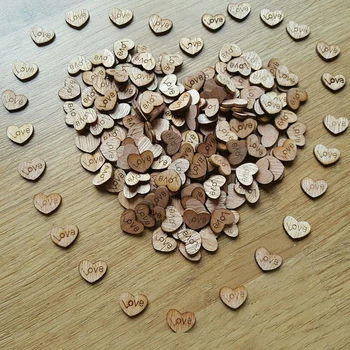 

100pcs Love Heart Rustic Wooden Confetti Wooden Table Party Supply Marriage Wedding Office Desk Decorations Accessories Crafts