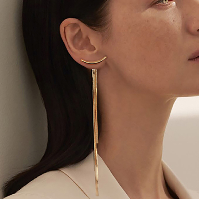 Geometric block Long Tassel Bar Drop Earrings For Women Minimalism Personality Ear Line Dangle jewelry Gift