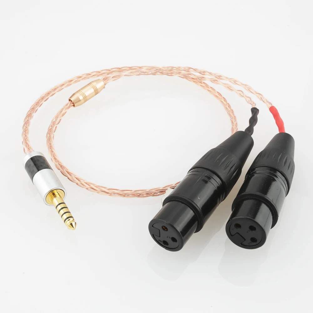 HiFi 8Cores Single Crystal Copper 4.4mm Balanced Male to Dual 2x 3pin XLR Balanced Male Female Audio Adapter Cable