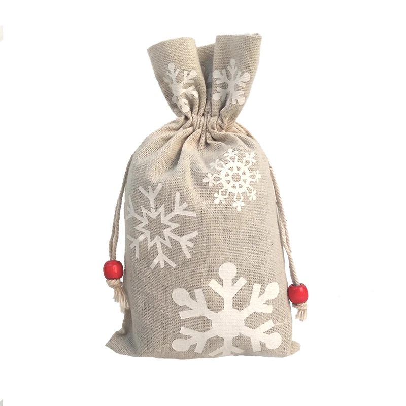 13*23 см Рождественский Подарочный мешок Санта пряник Человек хлопковая сумка из мешковины для конфет мешочек для украшений сумка Рождественский Подарочный шнурок Сумка - Цвет: Snowflake  bag