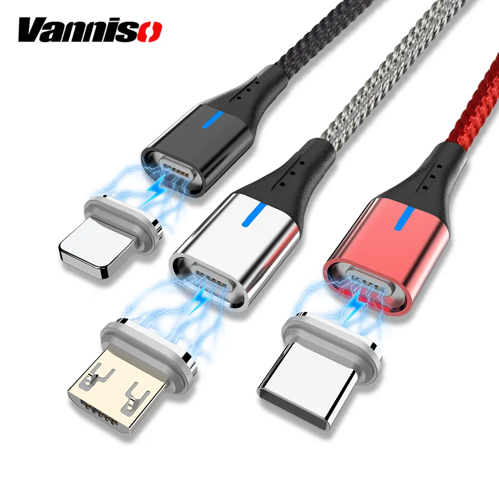

Vanniso 5A Fast Charging Data Cable for iphone Samsung Huawei Xiaomi Usb type c Magnetic USB Cable Charger 1m Micro Magnet USB
