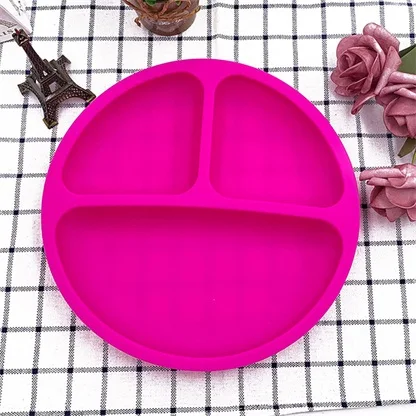 BPA Нескользящая детская Силиконовая Круглая Shapep разделенная тарелка для детей в одной части - Цвет: 1