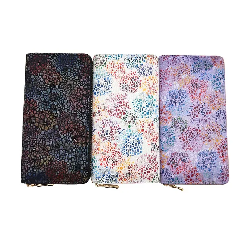 KANDRA New Mottle Women's Wallet Long Design Soft Leather Ladies Floral Clutch Purses Card Holder Phone Pocket Coin Purse Gift