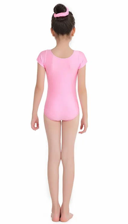 Speerise Girls Short Sleeve Dance Leotard For Gymnastics Child Stretchy  Scoop Neck Pink Ballet Leotards Working Out Wear