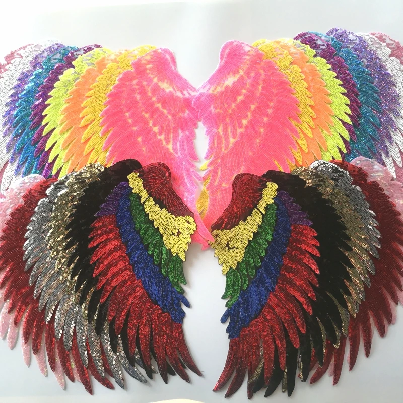 1 пара большая нашивка с блестками в виде крыла вышитая Большая фотография для