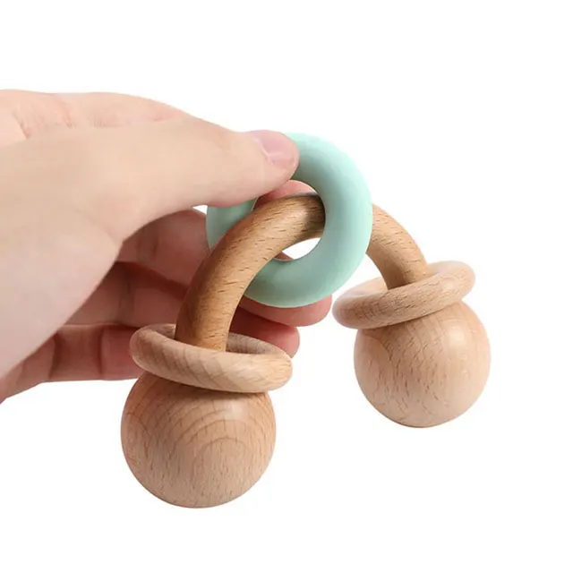 1PC Baby Rattle Toys Half Ring Beech Toys Silicone Rings Rodent Musical Chew Play Gym Montessori Stroller For Children Products 2