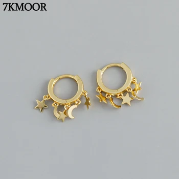 

Hoop Earrings For Women 925 Sterling Silver Earrings Stars And Moon Round Fine 925 Silver Earrings Jewelry Luxury Accessories