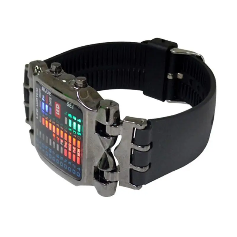 1 Pcs New Binary Electronic Watch Cool Colorful Lantern Watch Men's Watch Men's Sports Watch LED Student