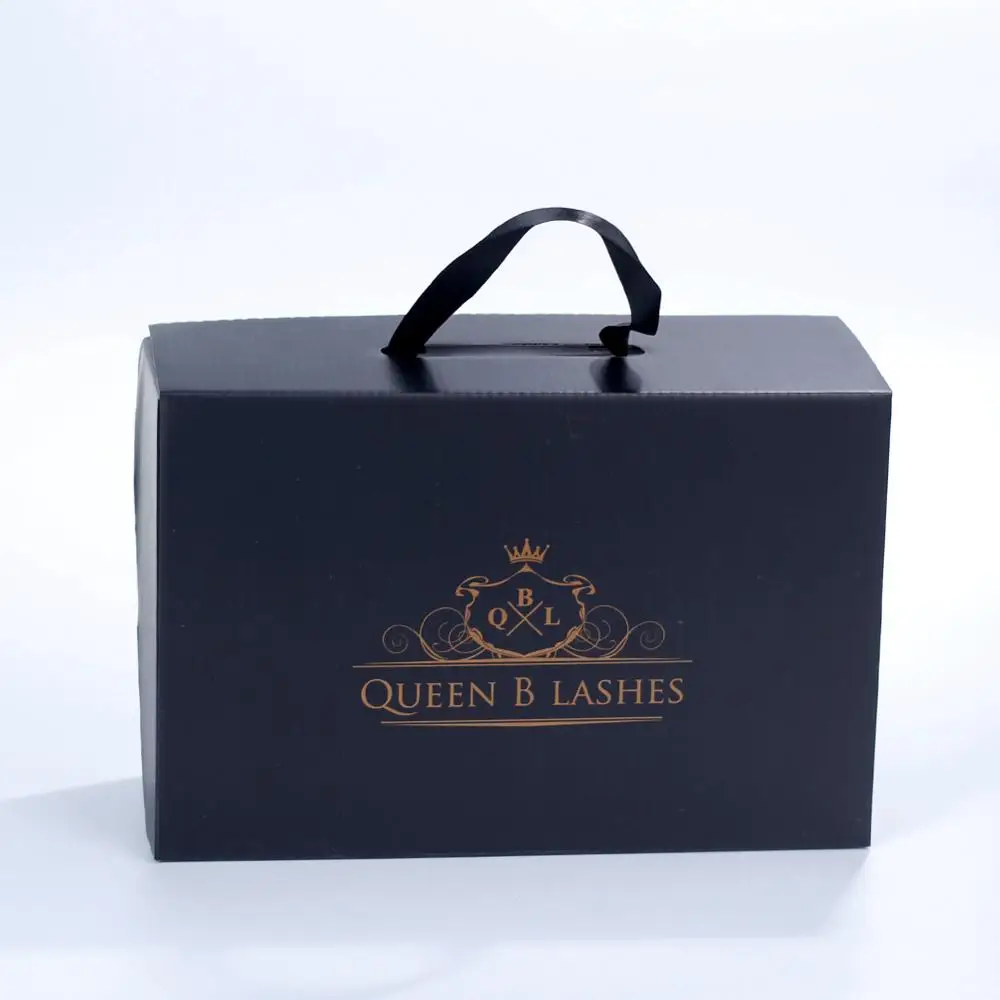 

Portable Black Shoe Box Custom Logo Packaging Case Universal Clothing Hair Wigs Cosmetic Packing Gift Box