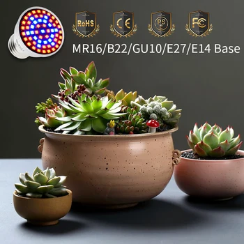 

E27 Led Plants Light 220V Led Bulb E14 Full Spectrum B22 Led Grow Light GU10 Fitolampy MR16 48 60 80Leds Hydroponics Phyto Lamp