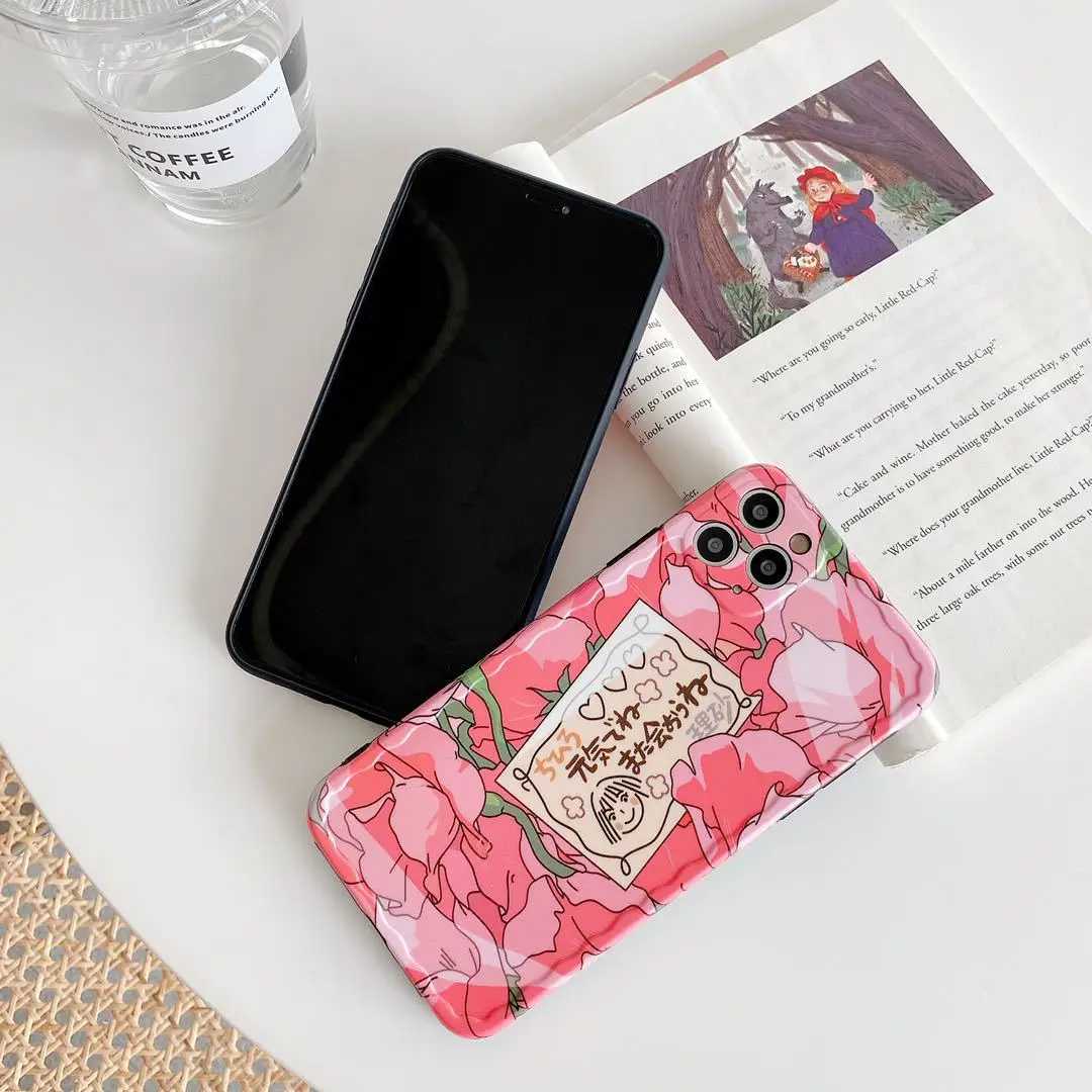 Retro Cute Art Japanese Pink Rose Flower Phone Case For iPhone 11 Pro Max Xr Xs Max X 7 7 Plus 8 Plus Cases Soft Silicone Cover Retro Cute Art Japanese Pink Rose Flower Phone Case For iPhone 11 Pro Max Xr Xs Max X 7 7 Plus 8 Plus Cases Soft Silicone Cover