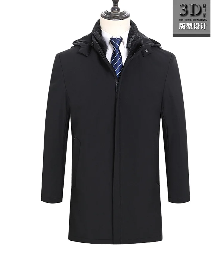 Brand MEN'S down Jacket Shoppe New Style Winter Coat Middle-aged Loose-Fit Daddy Clothes Mink Fur Collar Warm Men'S Wear