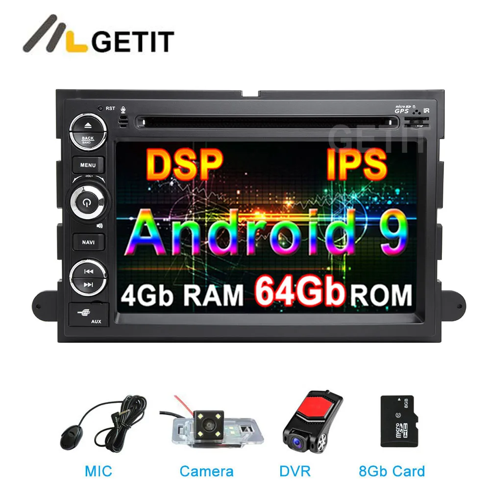 

DSP 64G Android 9 Car DVD Radio GPS for Ford 500/F150/Explorer/Edge/Expedition/Mustang/fusion/Freestyle Wifi BT