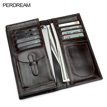 

Leather wallet men's long wallet business clutch oil wax soft leather business