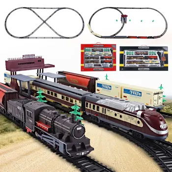 

Classic Electric Trains Toy Vehicles Railway Motorized Trian Track Set Model Toy Kids Toys for Children Simulated Rail Train